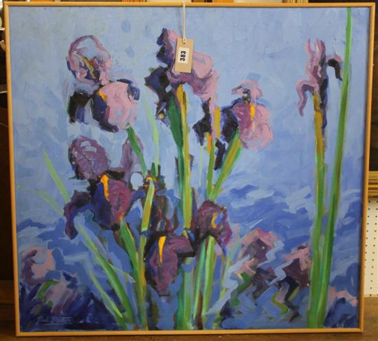 Paul Martin, Irises, oil, 24 x 30in & Labryinth II/October..., a 20C watercolour